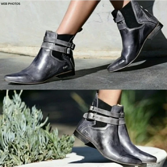 Bed Stu Ravine Booties Grey Rustic Natural Leather 6.5 - Picture 2 of 12